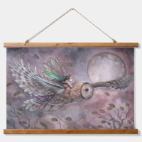 Arte de fantasía de Hada y Búho Volando