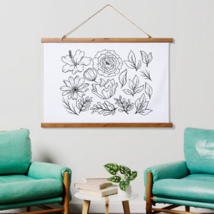 Tapiz Con Marco De Madera Arte de flores en línea