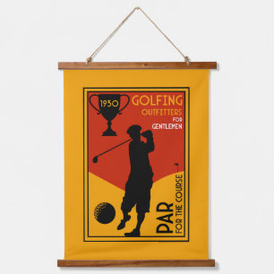 Tapiz Con Marco De Madera Arte de golf clásico de los años 1930