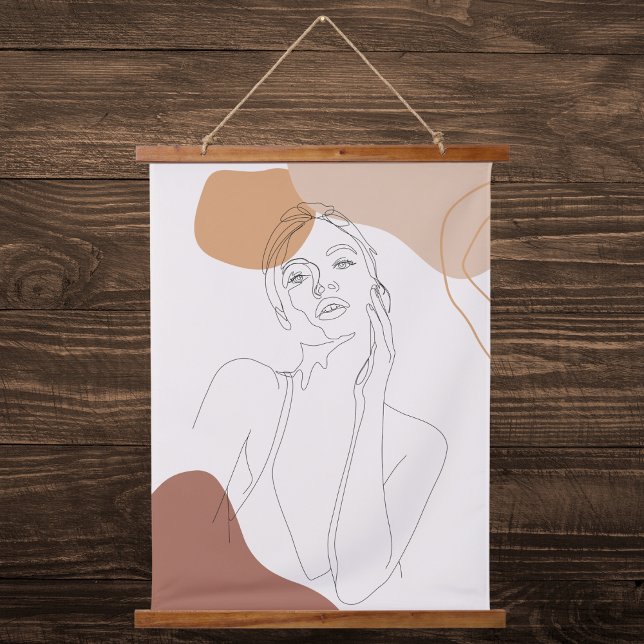 Tapiz Con Marco De Madera Arte de línea moderna beige y pae (Subido por el creador)