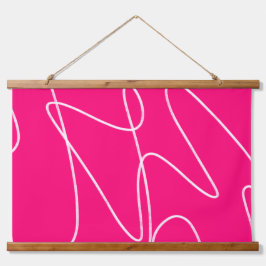 Tapiz Con Marco De Madera Arte de línea rosa caliente