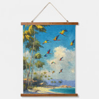 Arte de Loros Voladores Cielo Tropical Playa