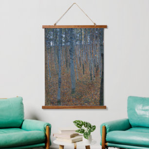 Tapiz Con Marco De Madera Arte de paisaje forestal de Klimt Beech Grove I