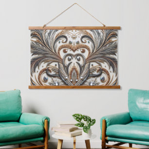 Tapiz Con Marco De Madera Arte de pared barroco glamuroso con detalles de pi