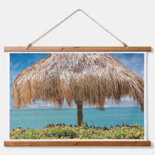 Tapiz Con Marco De Madera Arte de pared de cabaña de playa tropical Decoraci
