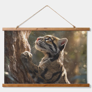 Tapiz Con Marco De Madera Arte de pared de cachorro de leopardo nublado soña