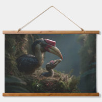Arte de pared de nido de pájaro cálao de la selva 
