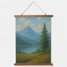 Arte de pared de paisaje de lago de montaña sereno