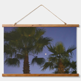 Tapiz Con Marco De Madera Arte de pared de palma tropical Crepúsculo costero