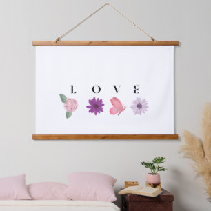 Tapiz Con Marco De Madera Arte de pared floral de AMOR – Impresión botánica