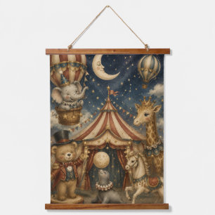 Tapiz Con Marco De Madera Arte de pared para guardería de circo vintage An