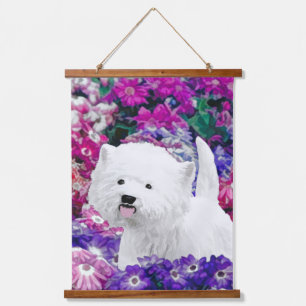 Tapiz Con Marco De Madera Arte de perros pintando el territorio blanco de We