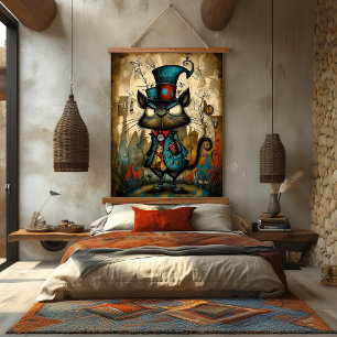 Tapiz Con Marco De Madera Arte de personaje de ratón steampunk extravagante