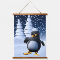 Arte de pingüino marinero de invierno adorable par
