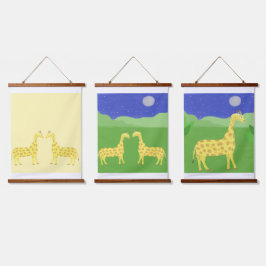 Tapiz Con Marco De Madera arte de pintar girafas