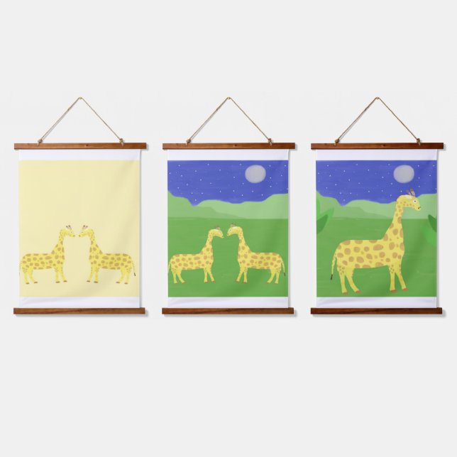 Tapiz Con Marco De Madera arte de pintar girafas (Triple)