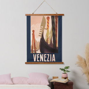 Tapiz Con Marco De Madera Arte de viaje vintage Venezia Italia Venecia góndo