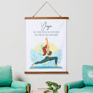 Tapiz Con Marco De Madera Arte de yoga guerrero - Inspirador de Personalizab