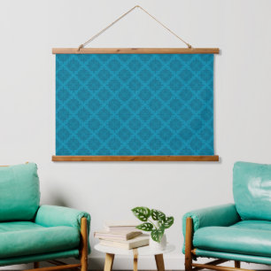 Tapiz Con Marco De Madera Arte deco geométrico azul