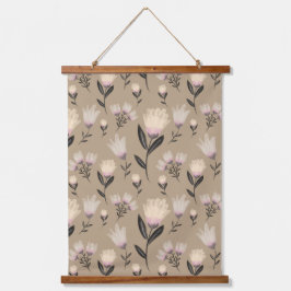 Tapiz Con Marco De Madera Arte floral neutral para pared | Botánica suave co