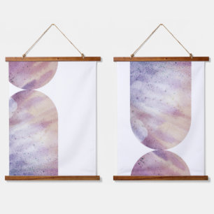 Tapiz Con Marco De Madera Arte geométrico púrpura Pastel