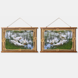 Tapiz Con Marco De Madera Arte moderno Ducks Pond Life