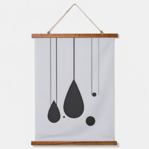 Tapiz Con Marco De Madera Arte mural abstracto minimalista en blanco y negro