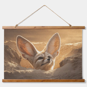 Tapiz Con Marco De Madera Arte mural del adorable zorro del desierto Fennec