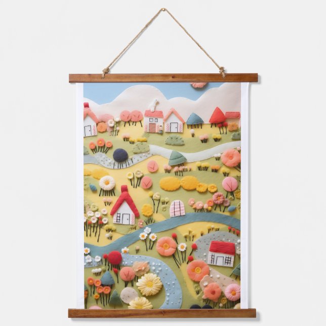 Tapiz Con Marco De Madera Arte natural _ hogares _ Flores _ (Anverso)