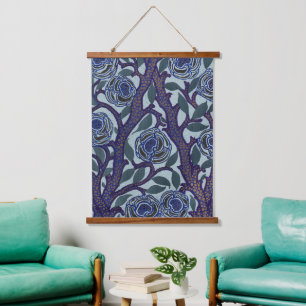 Tapiz Con Marco De Madera Arte Nouveau de patrón floral inspirado en Samarca