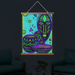 Tapiz Con Marco De Madera Arte pop africano artístico<br><div class="desc">Un divertido diseño de arte folclórico tribal africano.</div>