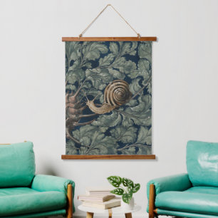 Tapiz Con Marco De Madera Arte Vintage Botánico Art Nouveau Caracol Antiguo