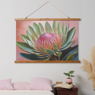 Tapiz Con Marco De Madera Asombrosa pintura protésica Floral vibrante