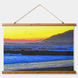 Tapiz Con Marco De Madera Atardecer Místico 