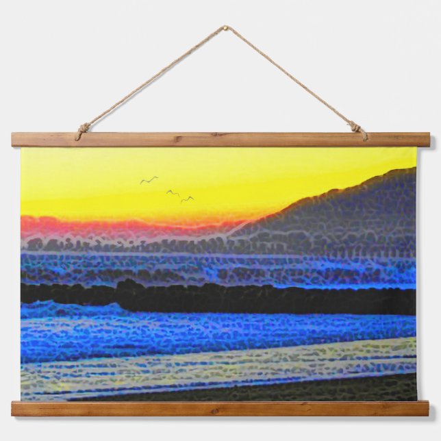 Tapiz Con Marco De Madera Atardecer Místico  (Anverso )