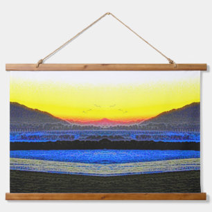Tapiz Con Marco De Madera Atardecer Místico Doble Visión 