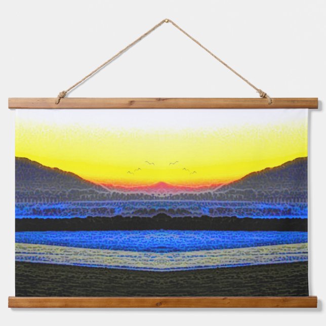 Tapiz Con Marco De Madera Atardecer Místico Doble Visión  (Anverso )