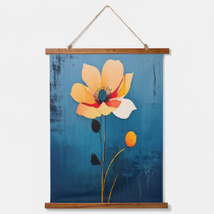 Tapiz Con Marco De Madera Audaz arte floral con flor abstracta