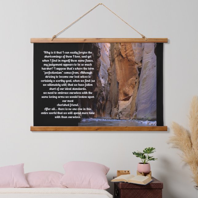 Tapiz Con Marco De Madera Autoperdón Inspirador (Dormitorio)