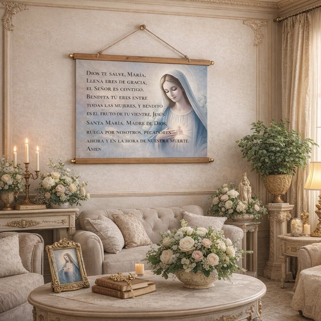 Tapiz Con Marco De Madera Avemaría español (Subido por el creador)