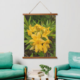 Tapiz Con Marco De Madera Azalea amarillo florece