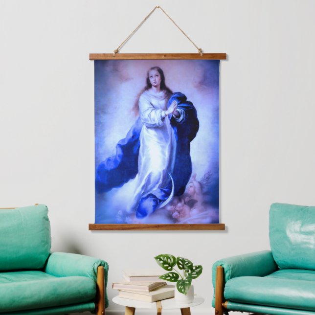 Tapiz Con Marco De Madera Azul inmaculado de la concepción (Sala de estar)
