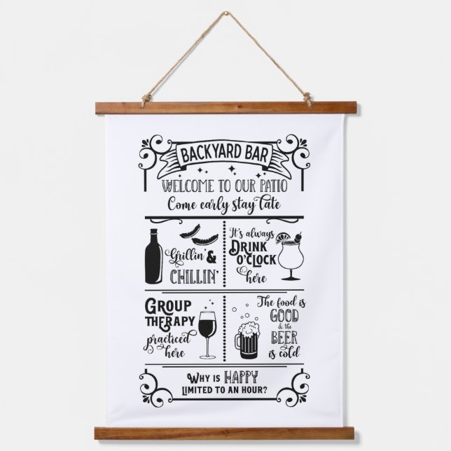 Tapiz Con Marco De Madera Backyard Bar  (Anverso)