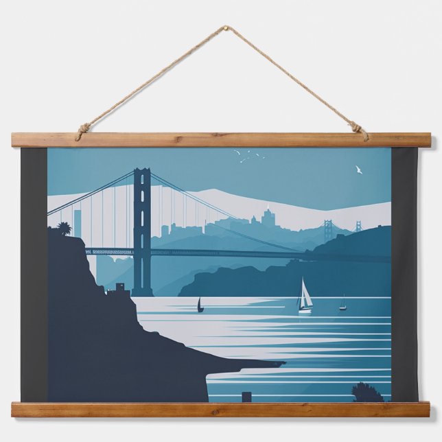 TAPIZ CON MARCO DE MADERA BAHÍA DE FRISCO #1 (Anverso )