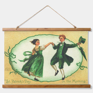 Tapiz Con Marco De Madera Baile del Día de San Patricio Vintage Fiesta Irlan