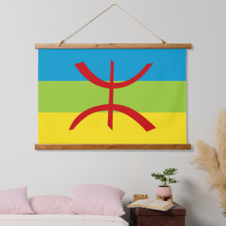 Tapiz Con Marco De Madera Bandera amazigh regalo Bandera bereber Kabyles