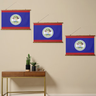 Tapiz Con Marco De Madera Bandera de Belice