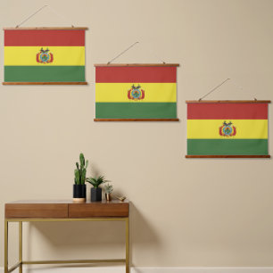 Tapiz Con Marco De Madera Bandera de Bolivia