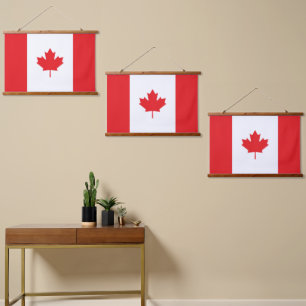 Tapiz Con Marco De Madera Bandera de Canadá