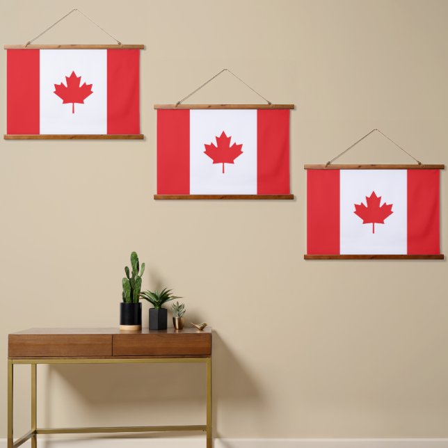 Tapiz Con Marco De Madera Bandera de Canadá (Asimétrico)